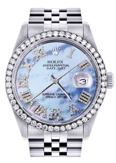 rolex mother of pearl roman dial|rolex datejust 28 diamond bezel.